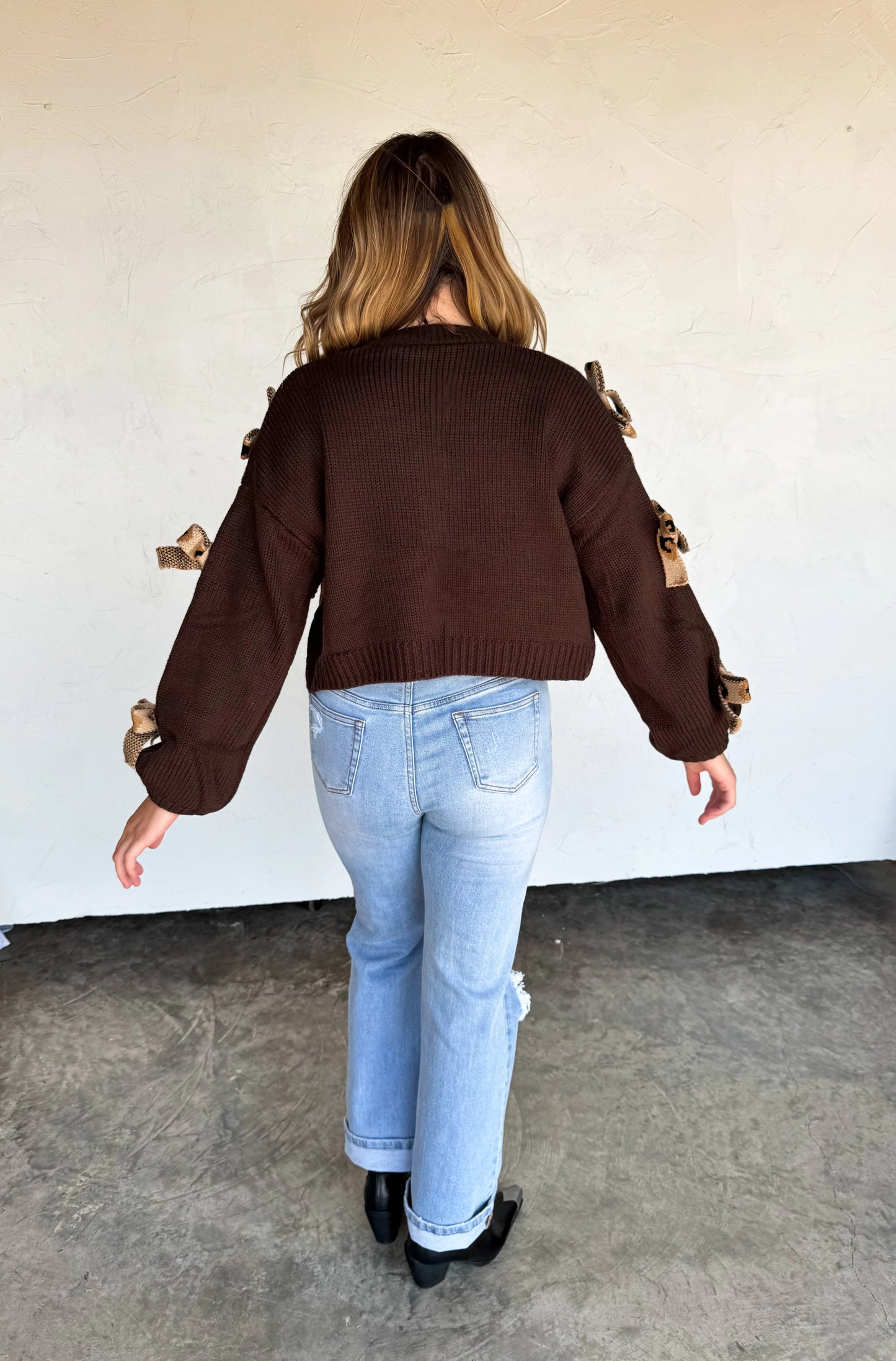 Sloane Bow Knit Cardigan Dark Brown [[PRE-ORDER]]