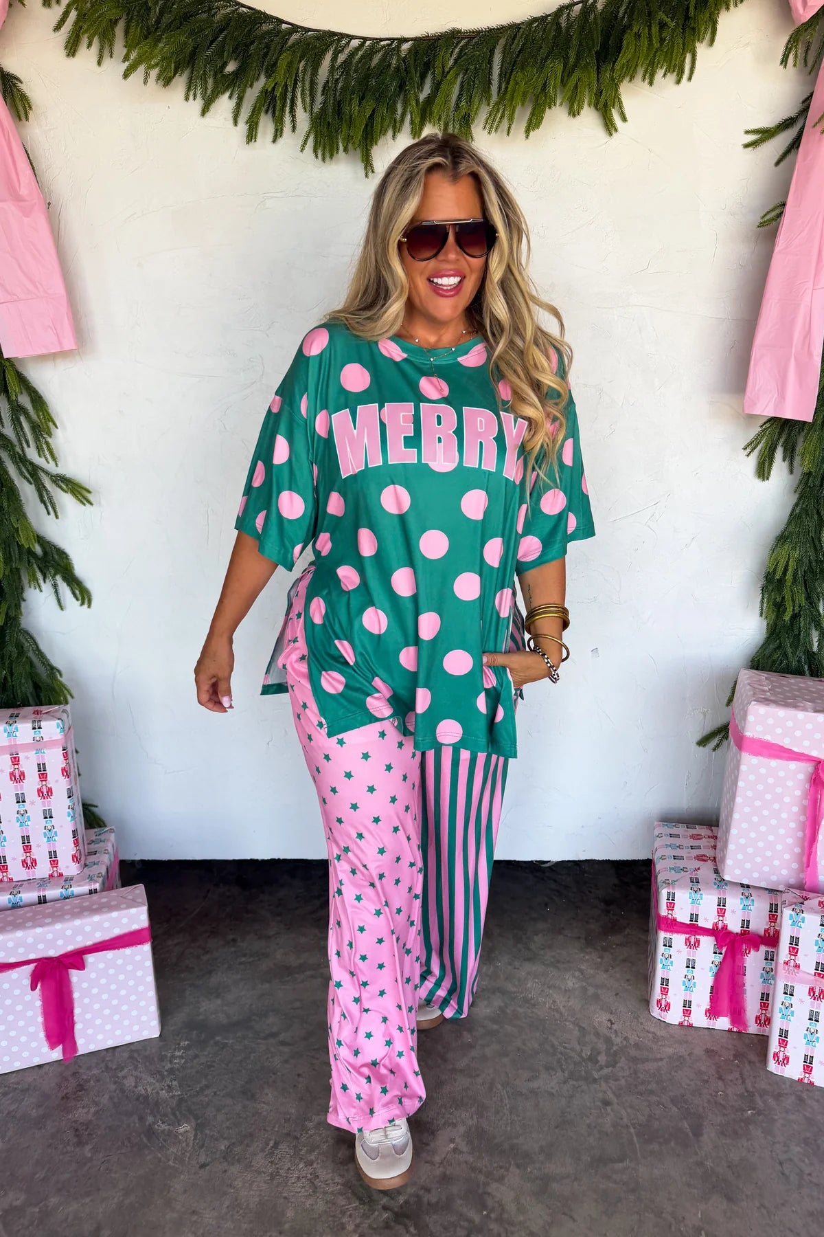 Merry Confetti Lounge Set in Green