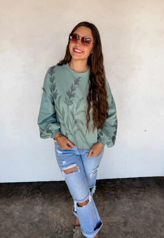 Teal Floral Pullover [[PRE-ORDER]]