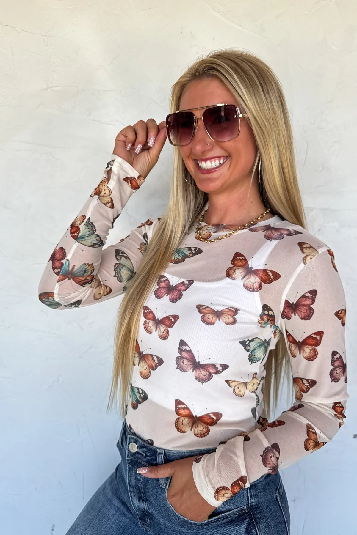 Butterfly Summer Mesh Top
