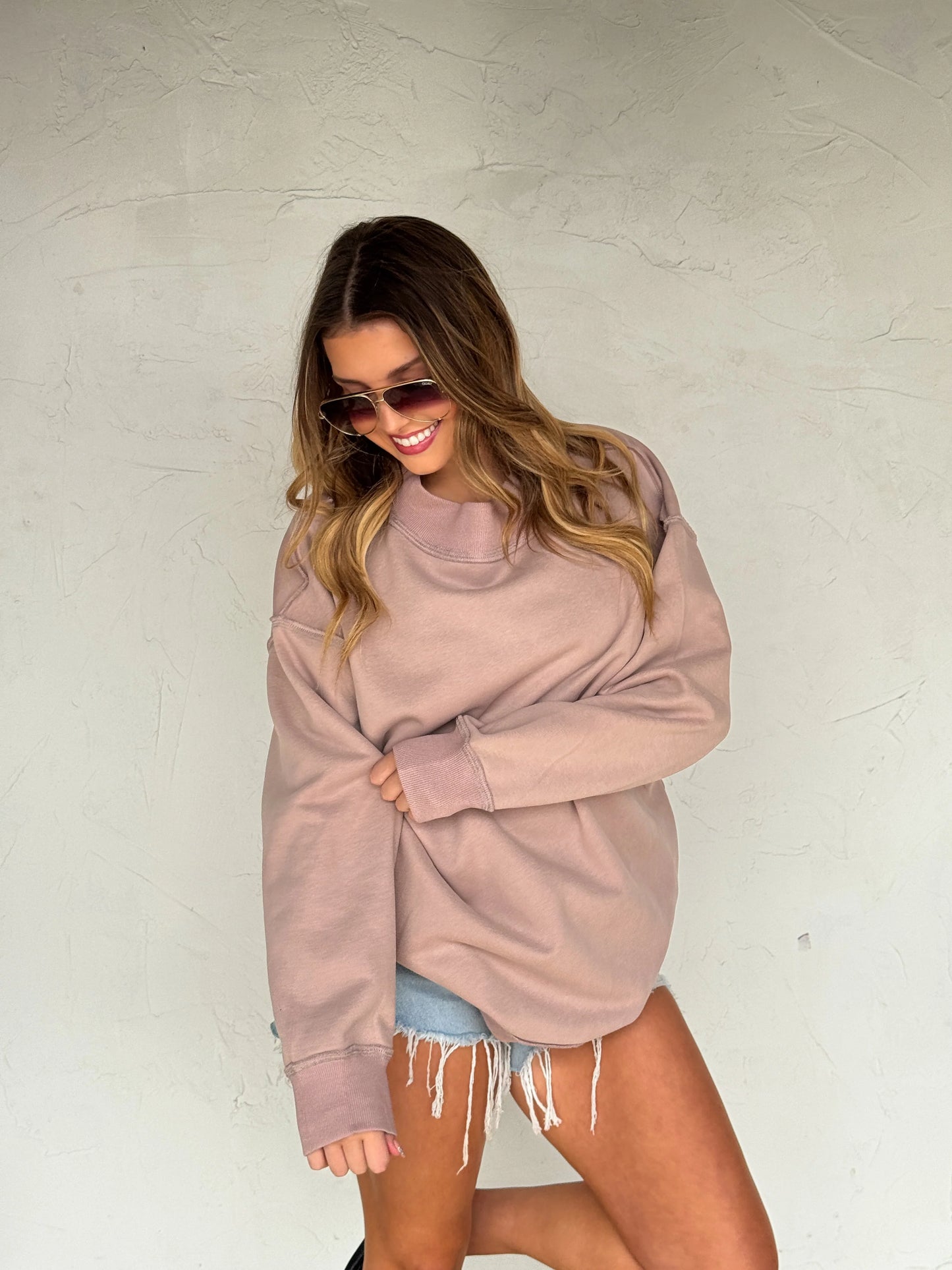 Beige Spring Mock Neck Pullover [[PRE-ORDER]]