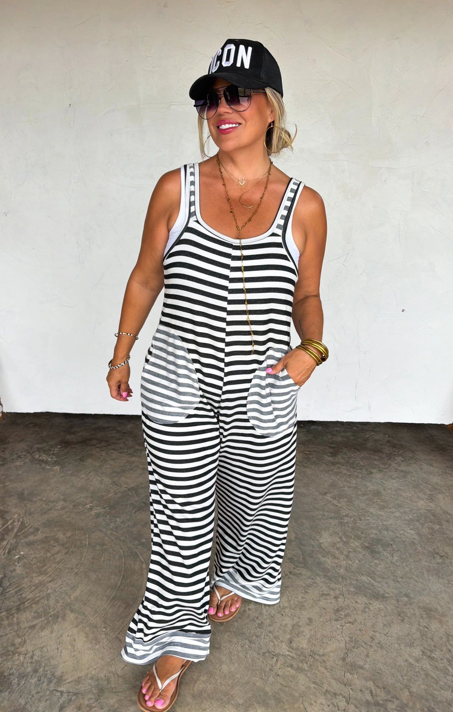 Black Ricki Stripe Terry Romper ETA end of July