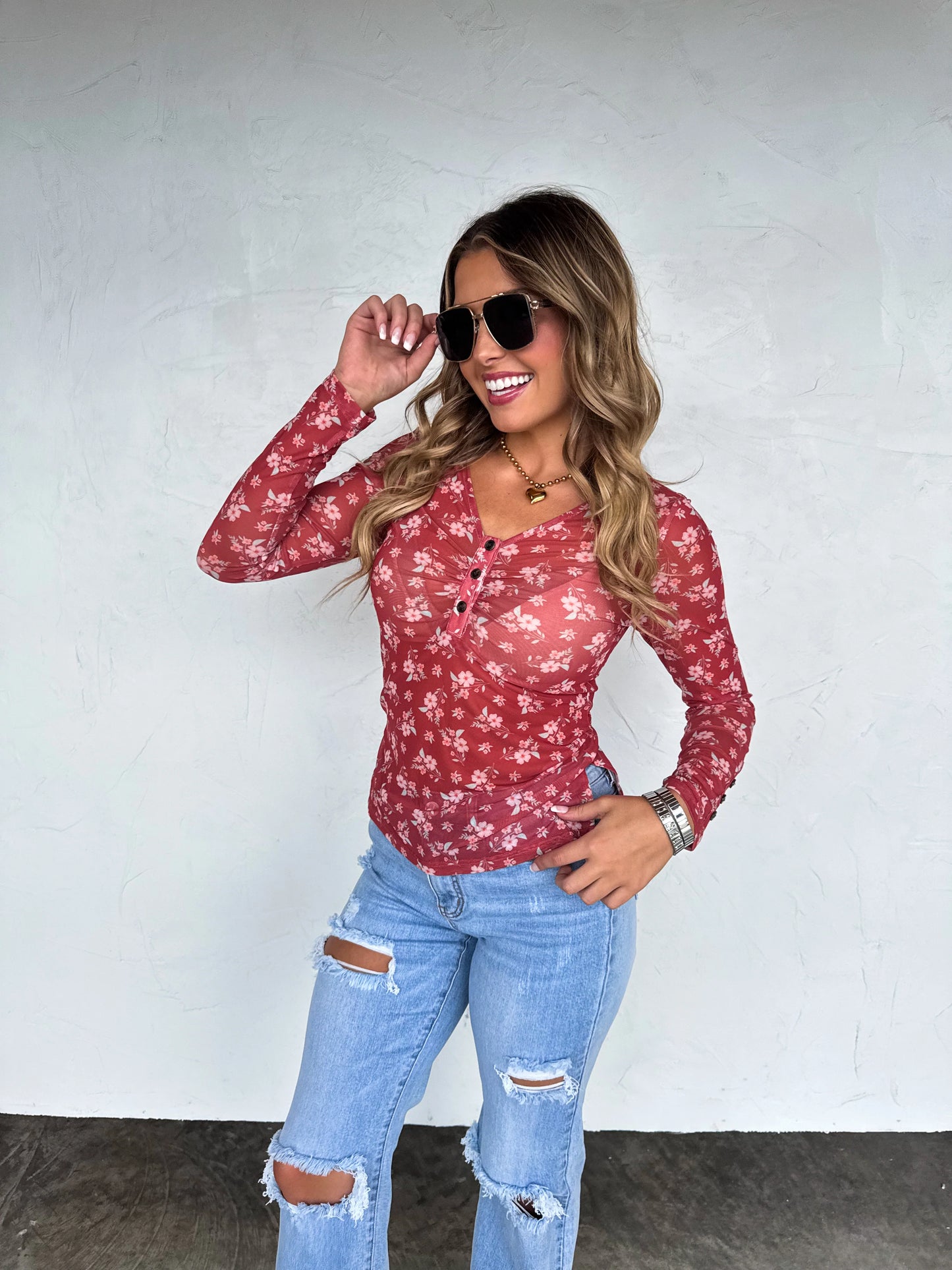 Annie V-Neck Mesh Top [PRE-ORDER]]