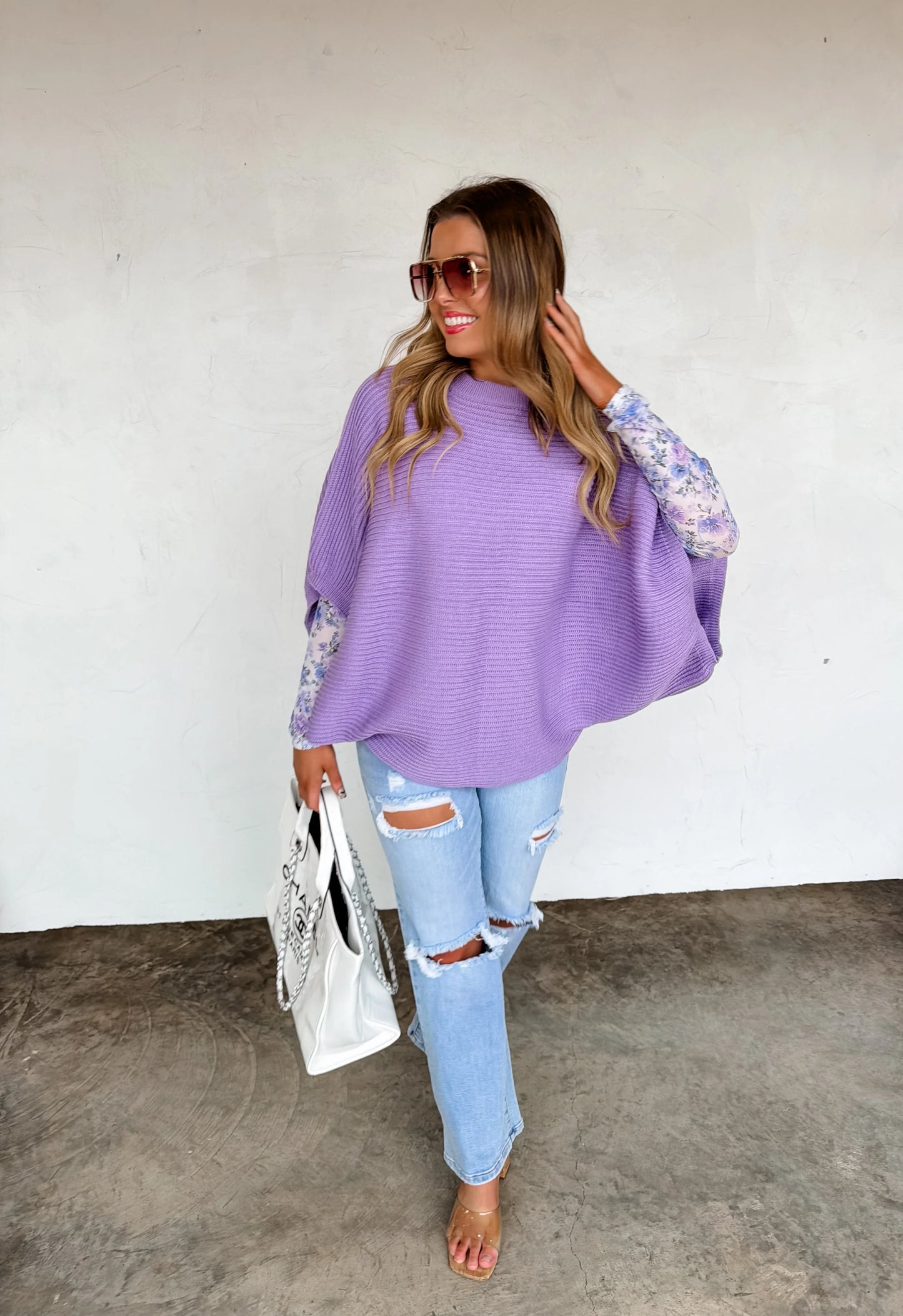 Spring Purple Meg Pullover Poncho