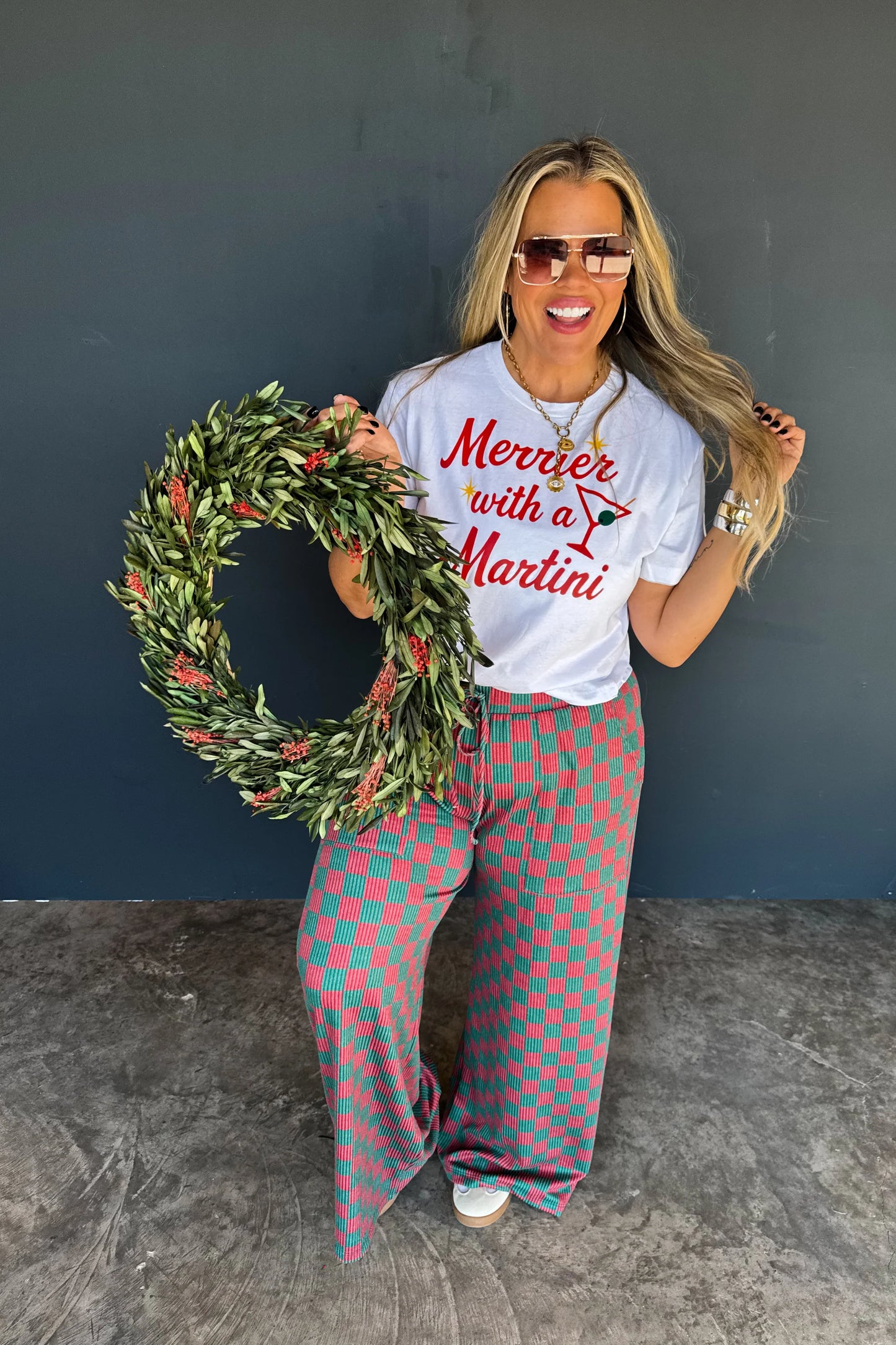 Christmas Checker Haddie Wide Leg Pant [[ETA End of November]]