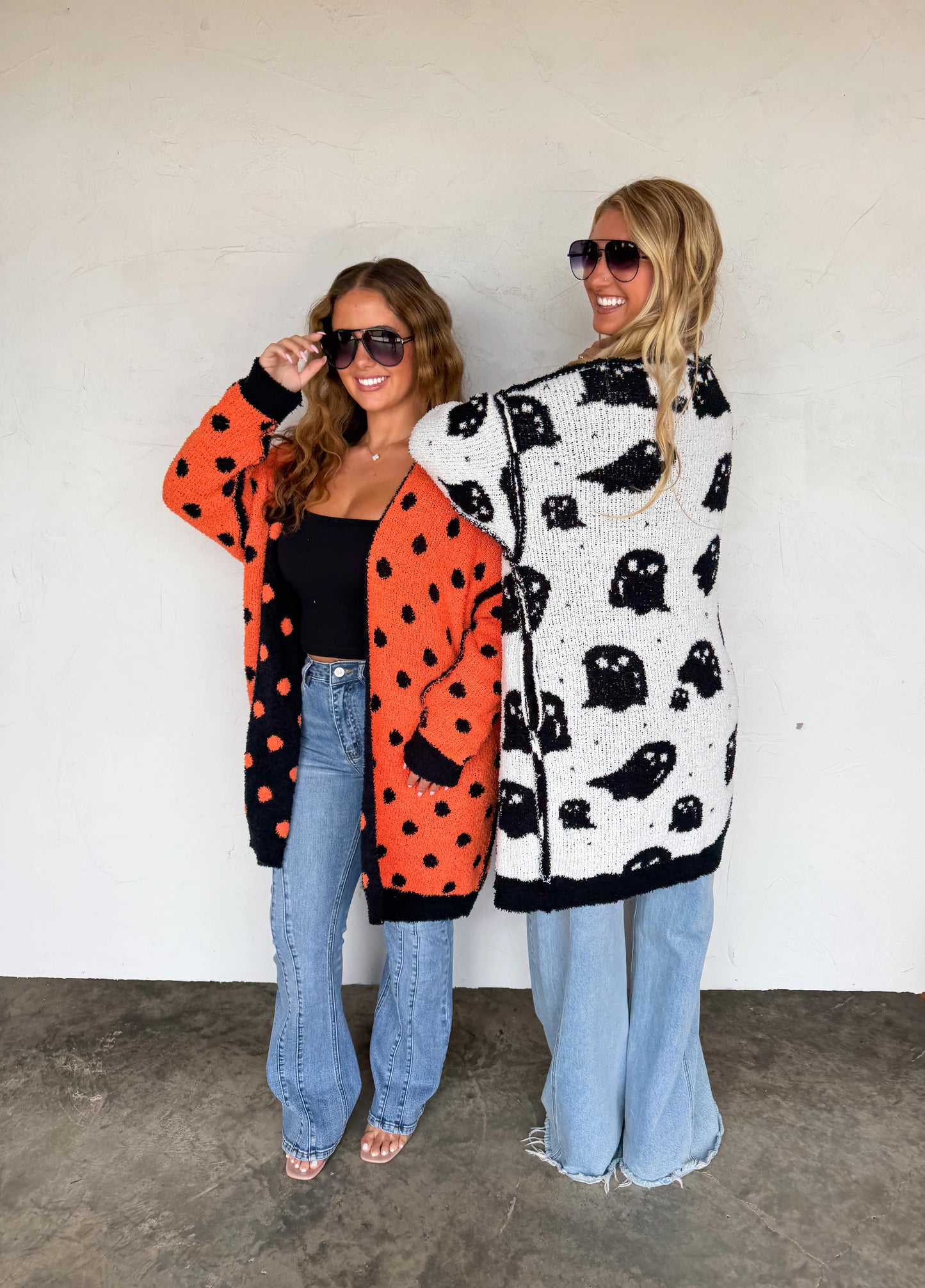 2nd cut** Boo Crew Reversible Cardigan in Ghost