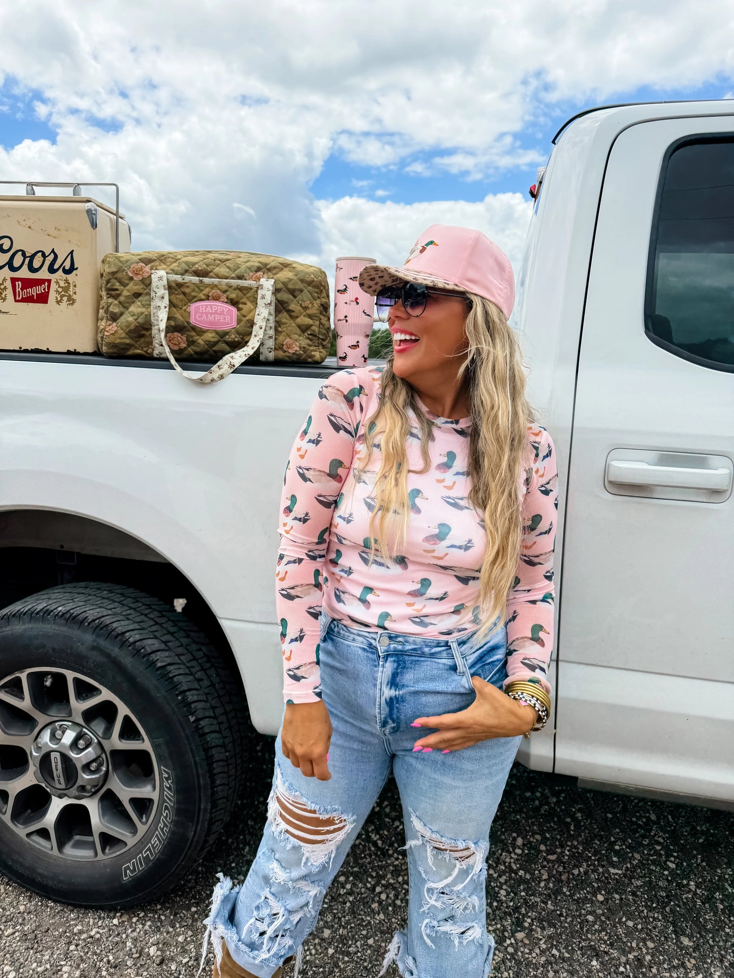 Hunting Mesh Tops Pink Ducks [ETA August]