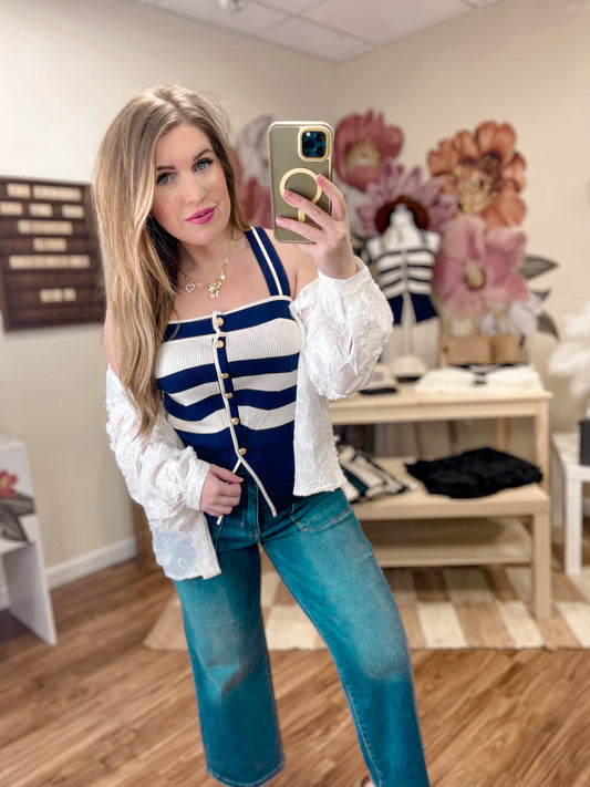 Flower Applique Button Down