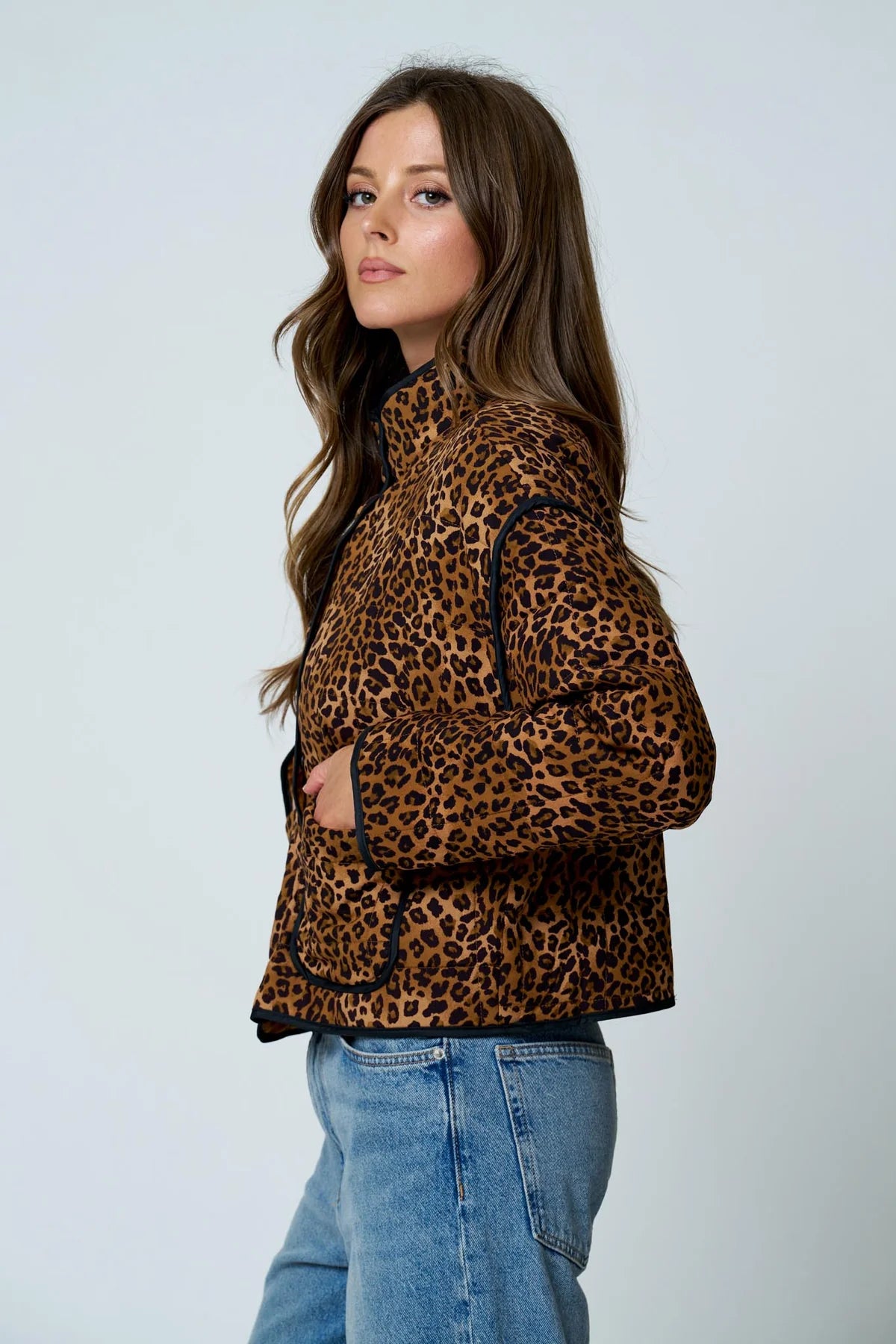 Leopard Snap Button Jacket