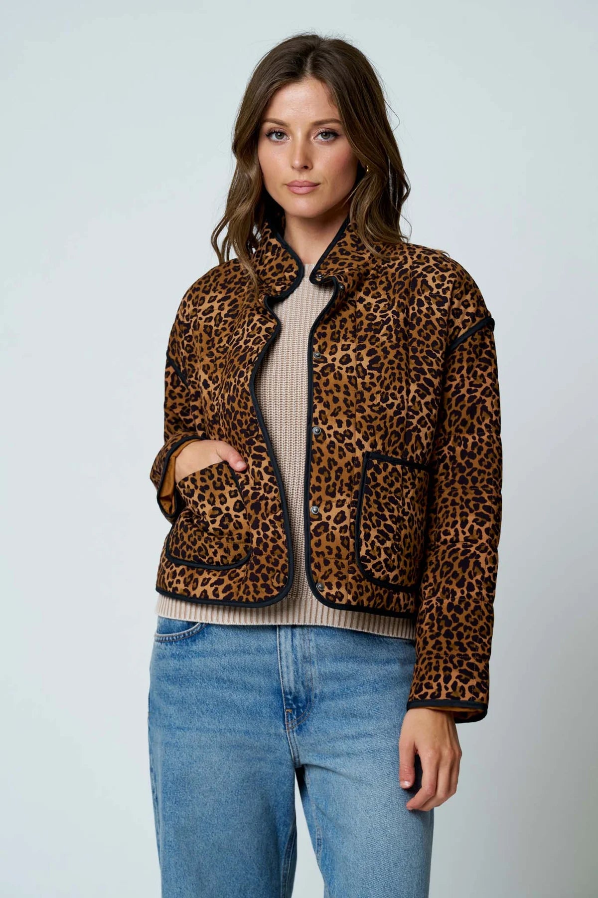Leopard Snap Button Jacket