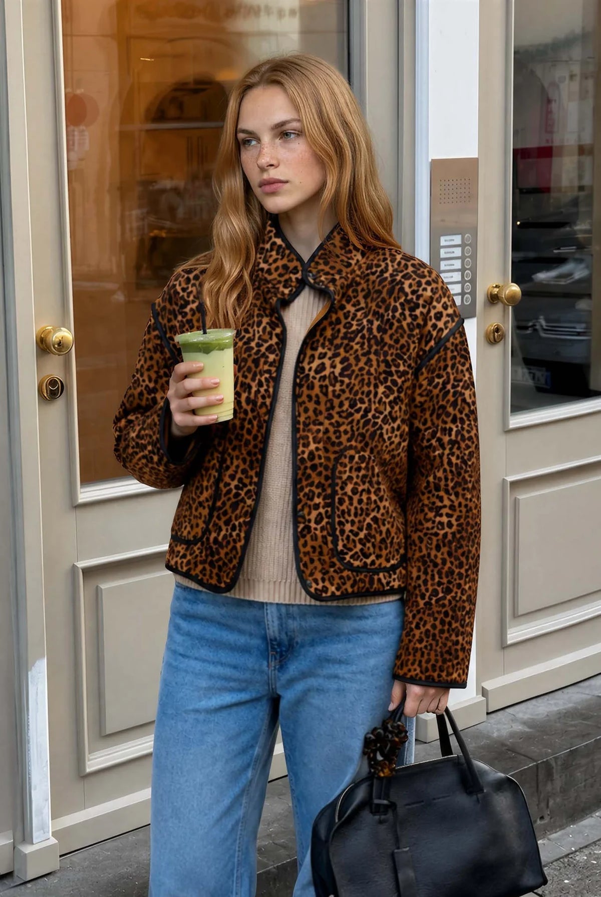 Leopard Snap Button Jacket
