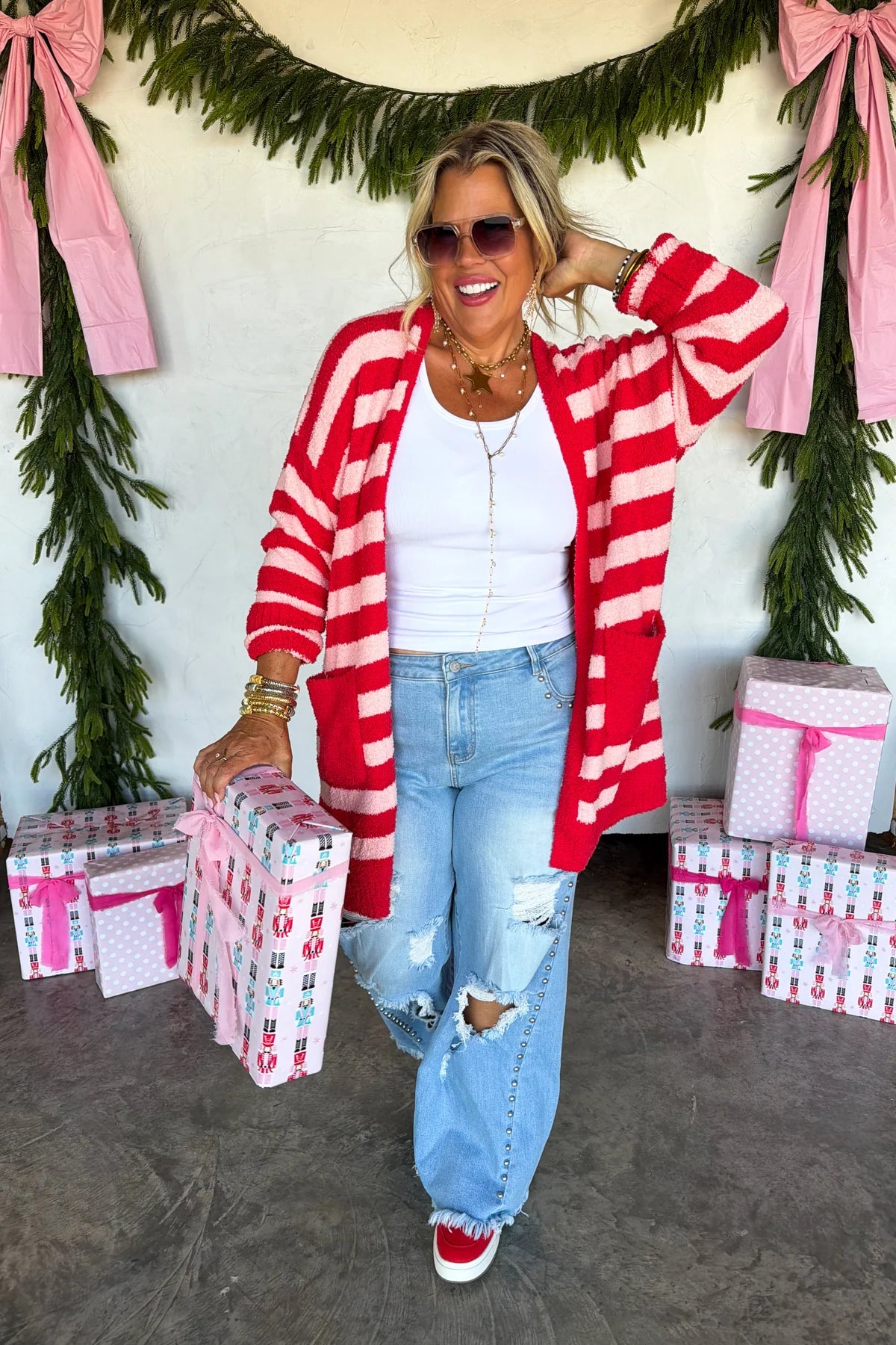 Stripe Christmas Cloud Cardigan
