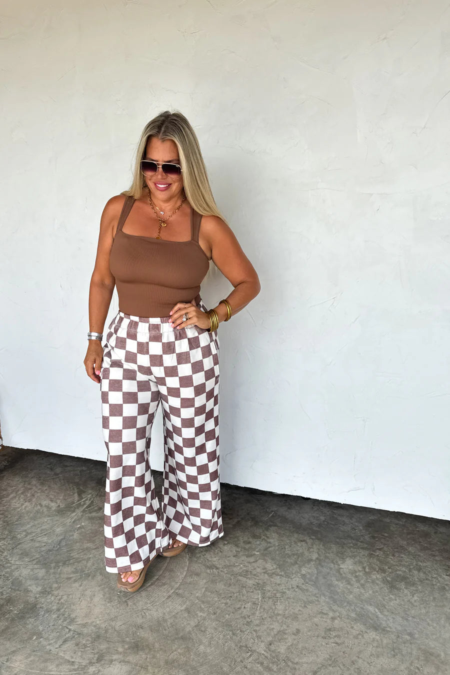 Drift Away Checker Wide Leg Jogger [[PRE-ORDER]]