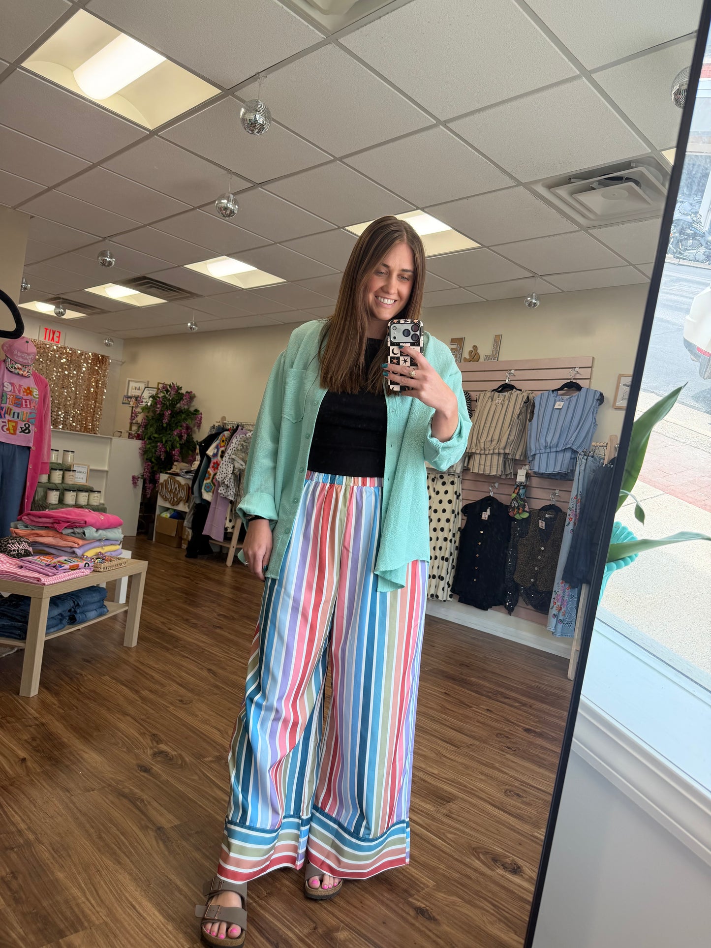 Multi Stripe Wide Leg Pants