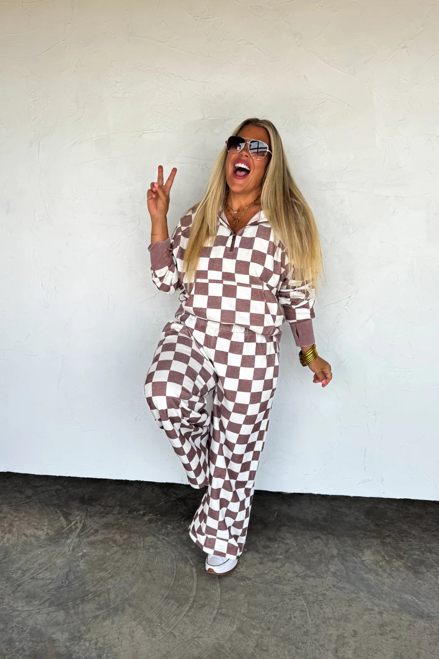 Drift Away Checker Wide Leg Jogger [[PRE-ORDER]]