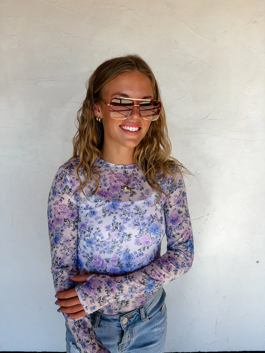 Spring Mesh Top Lavender Floral [[PRE-ORDER]]