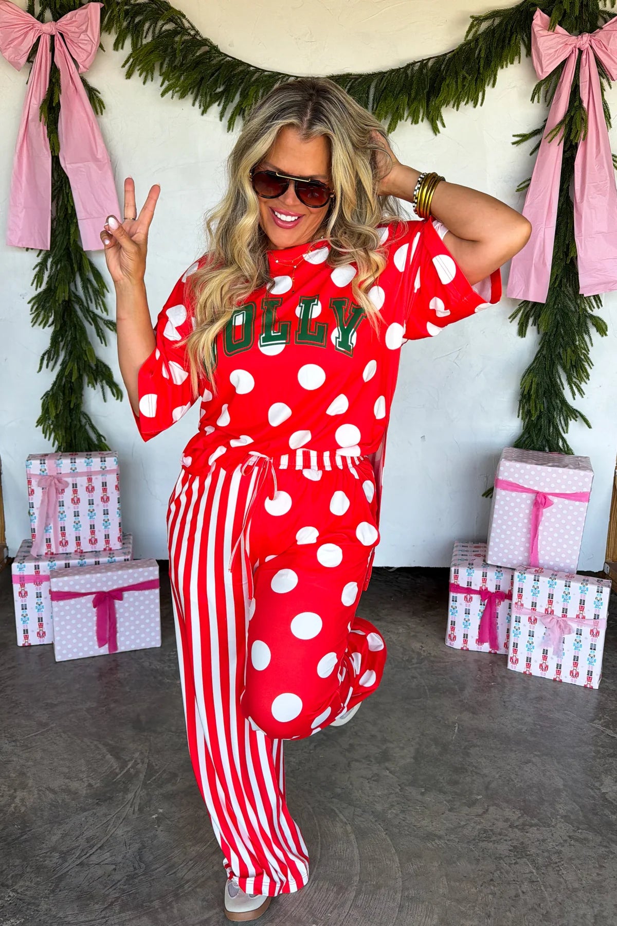 Merry Confetti Lounge Set in Red