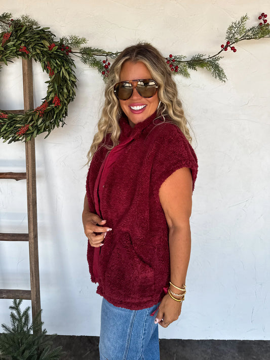 Wine Linden Sherpa Vest [[PRE-ORDER]]