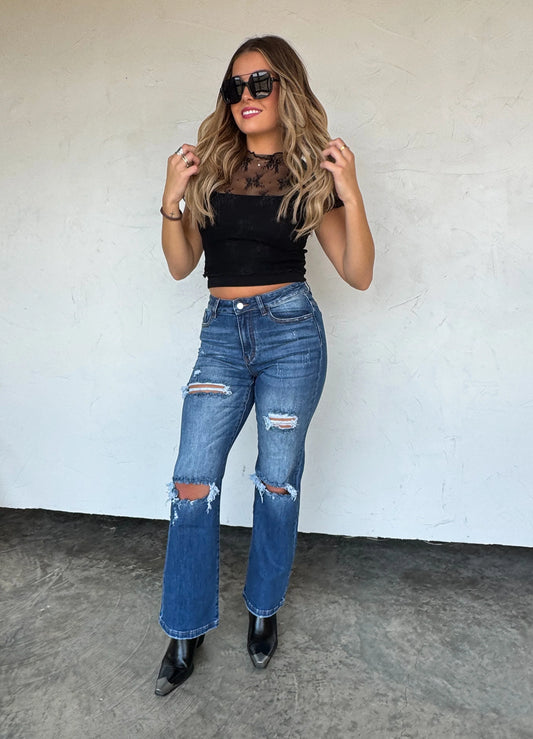 Ashland Straight Leg Distressed Jean in Blue [[PRE-ORDER]]