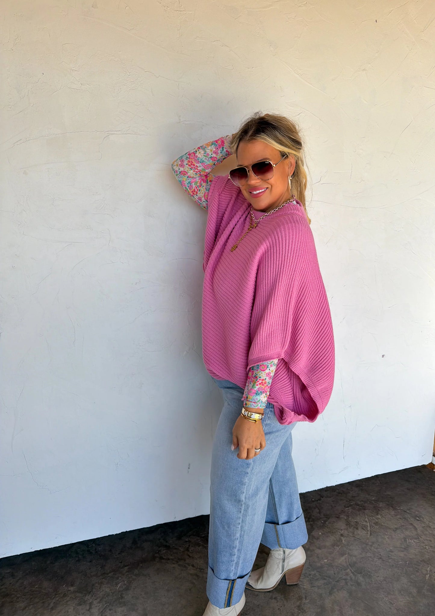 Spring Pink Meg Pullover Poncho