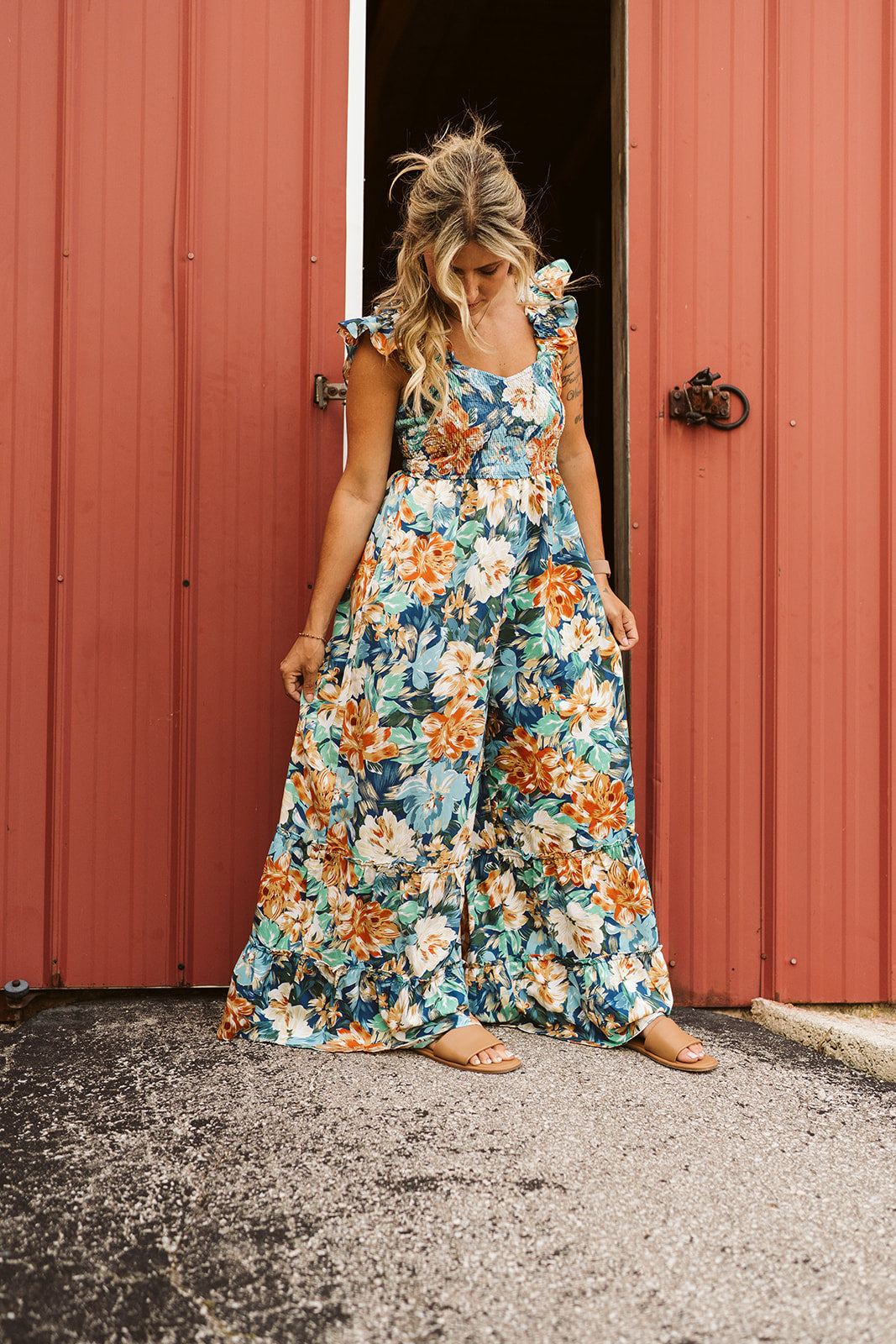 floral wide leg jumpsuit