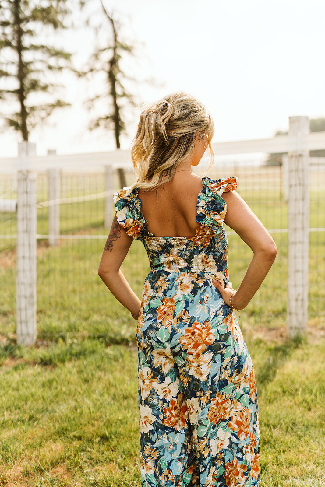 floral wide leg jumpsuit