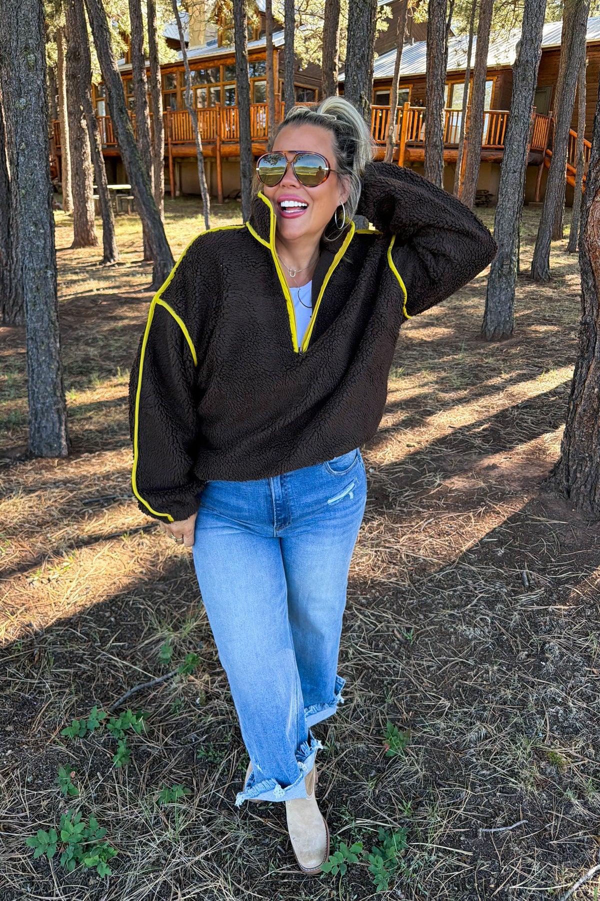 AFTER SUNSET QUARTER ZIP PULLOVER [BROWN]