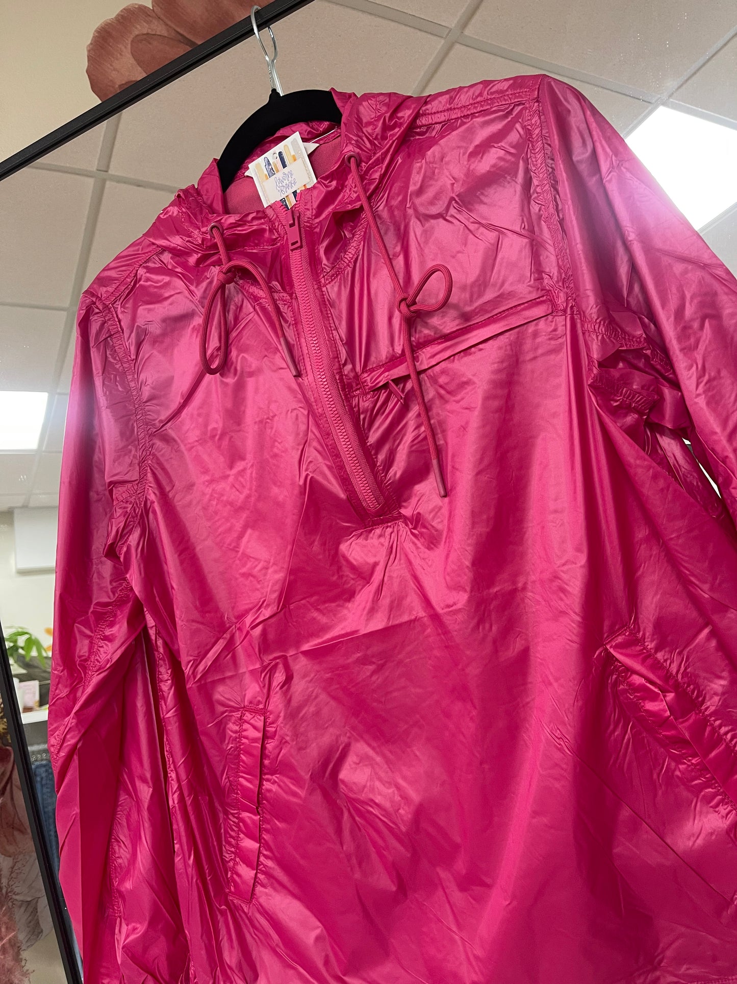 Packable Water Repellent Hoodie Jacket in Fuchsia