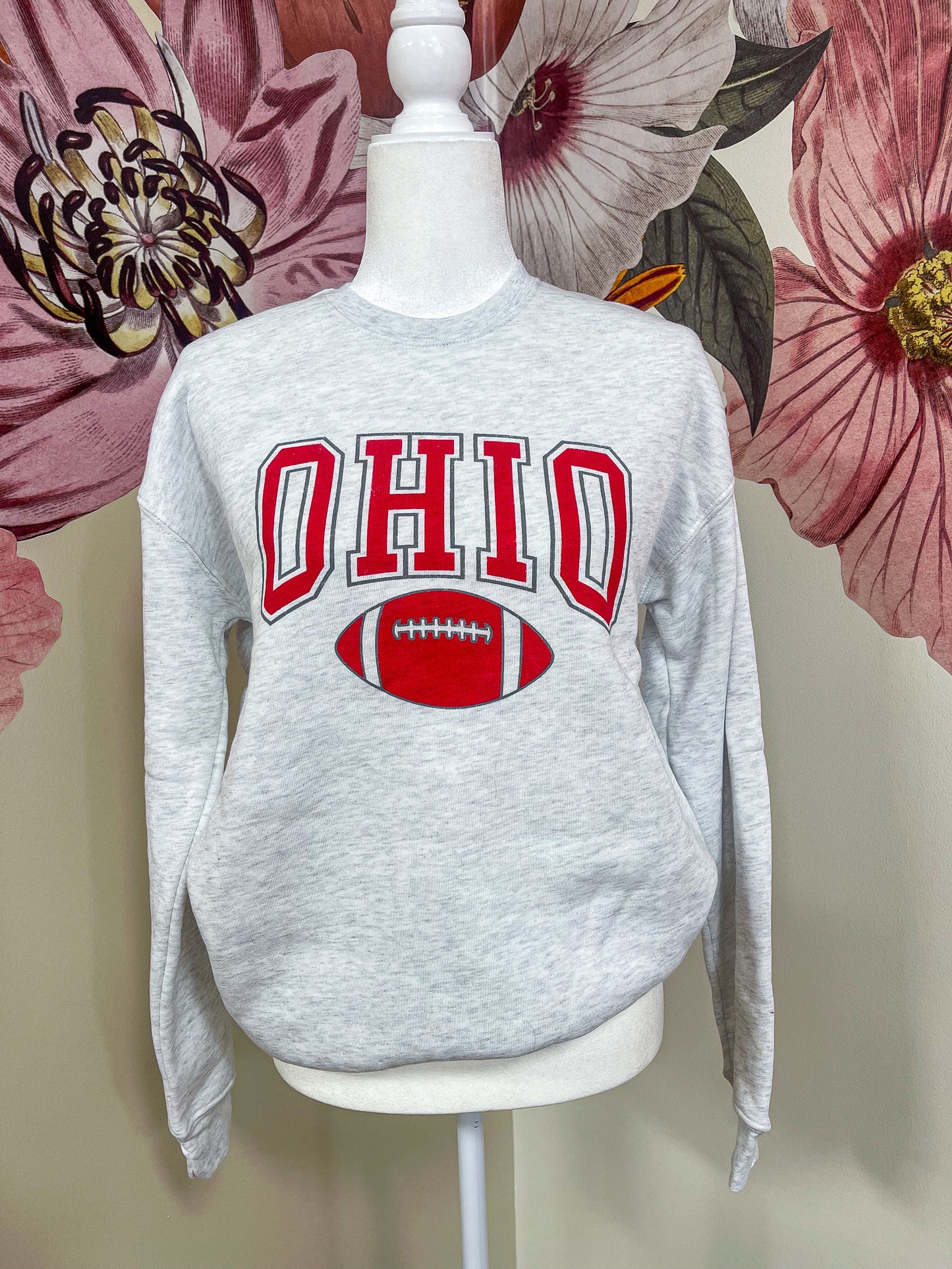 Heather Gray Ohio Football Crewneck