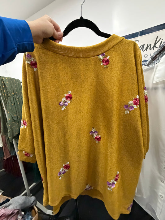 Mustard Poncho Top - L