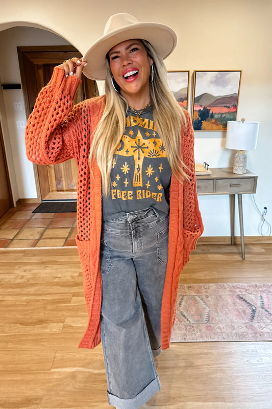 Rusty Orange Kandi’s Knit Cardigan [[PRE-ORDER]]