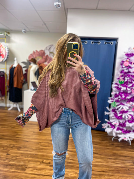 Mauve Pullover Poncho