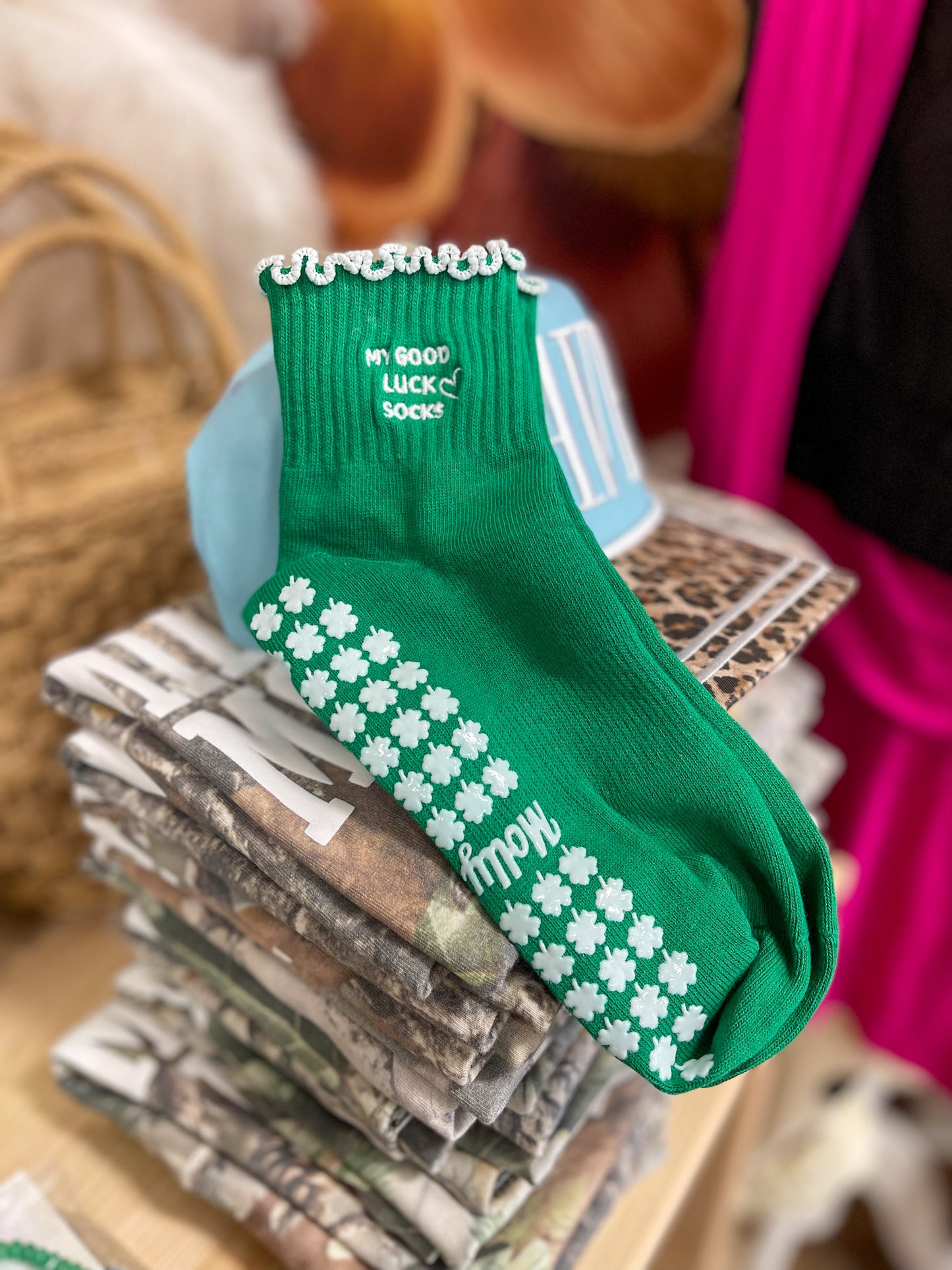 St. Baddie Shamrock Grip Socks