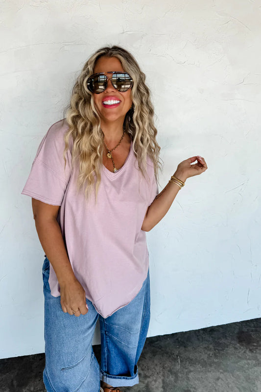 Mauve Cotton Boyfriend Tee [[PRE-ORDER]]