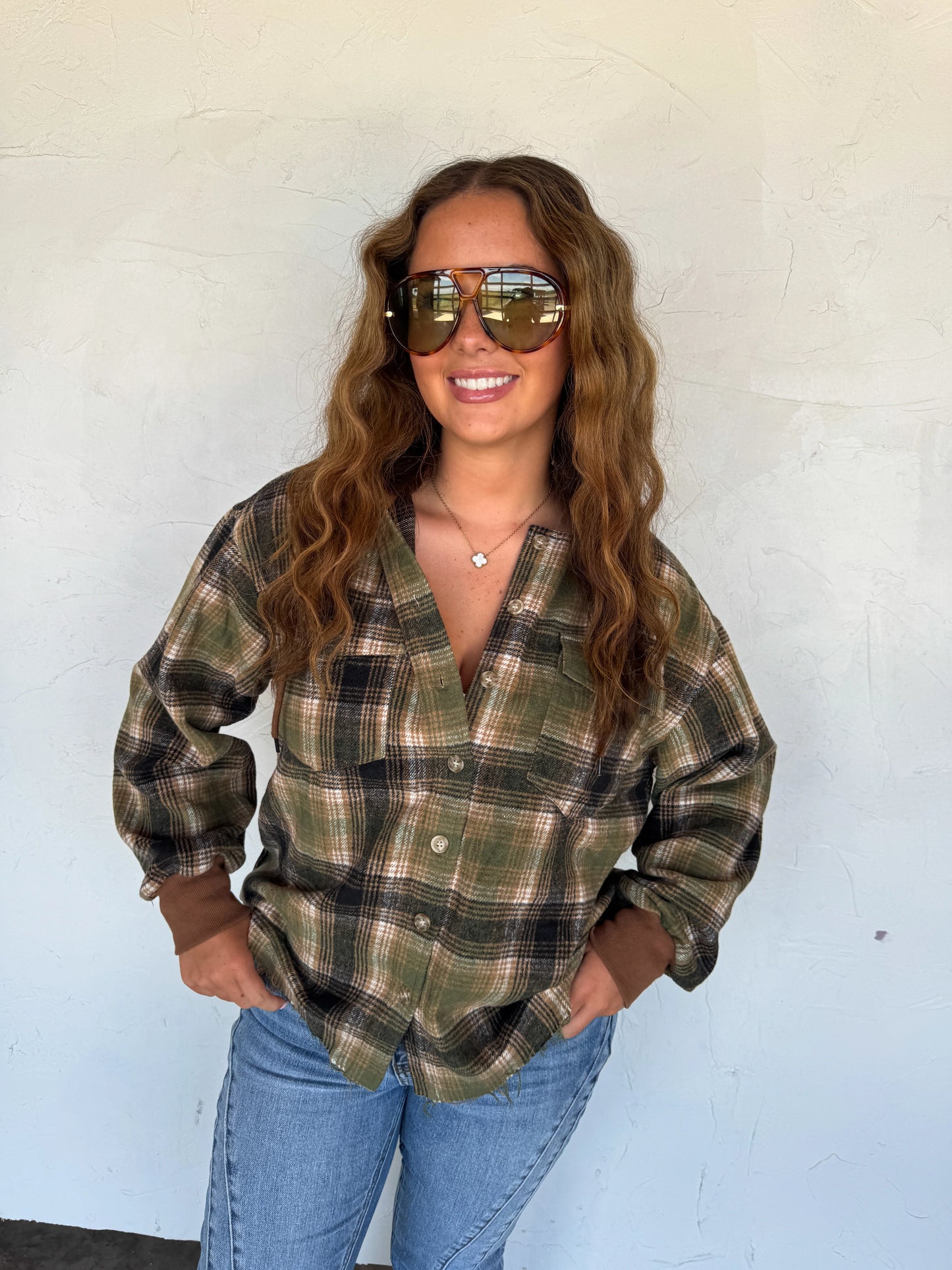 Mountain Morning Plaid Shacket in Green