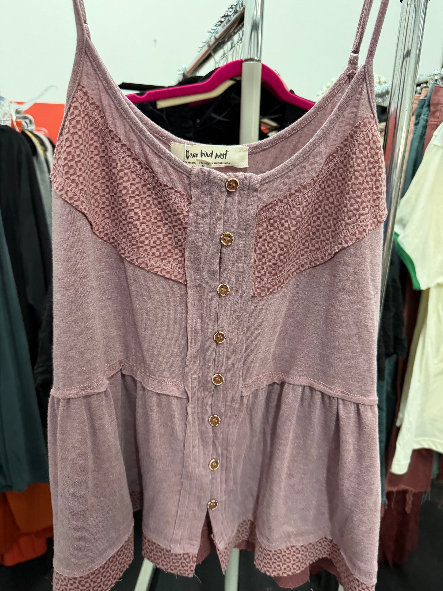 TBN Flora Button Down Tank Top Mauve