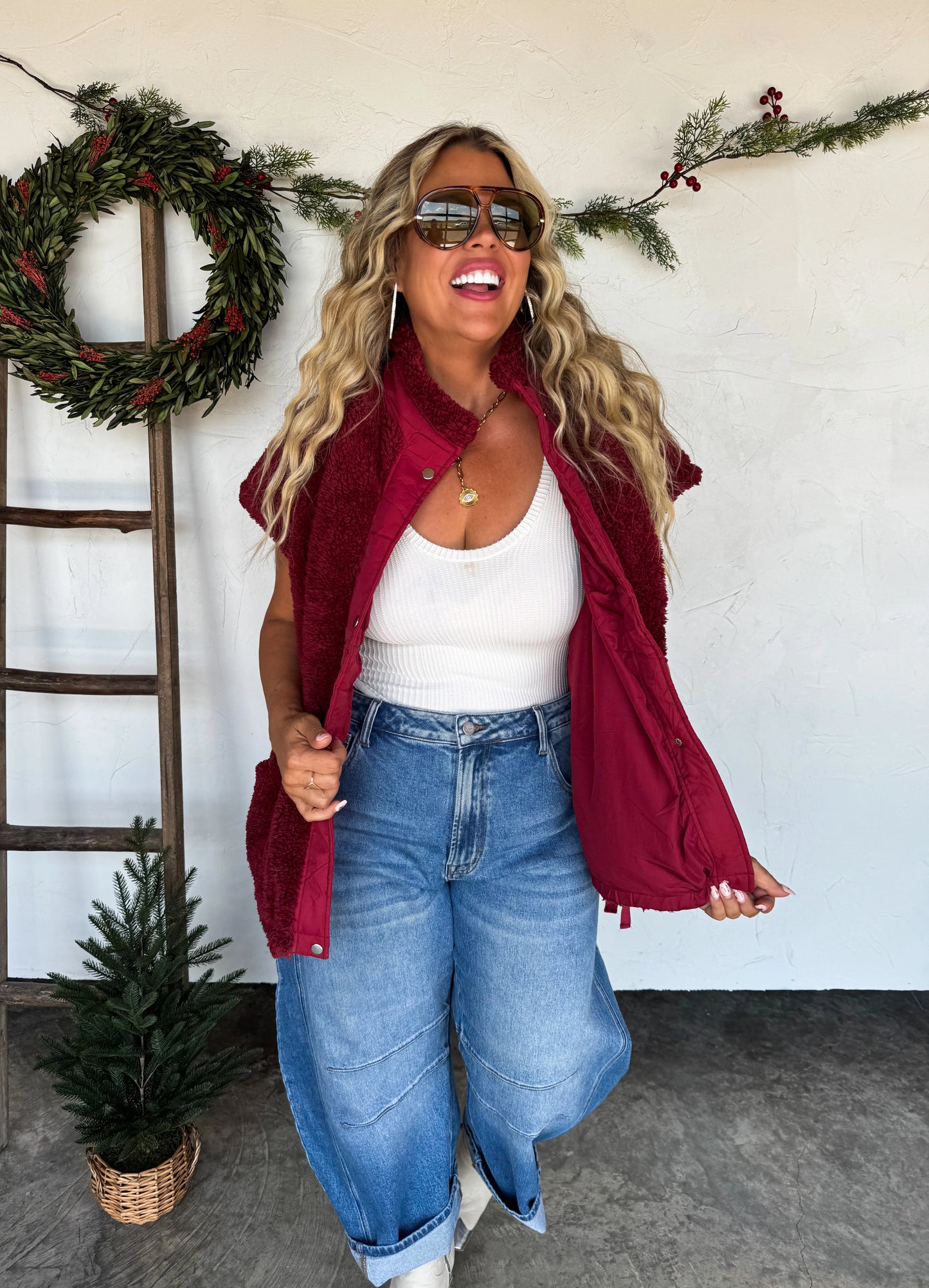 Wine Linden Sherpa Vest [[PRE-ORDER]]