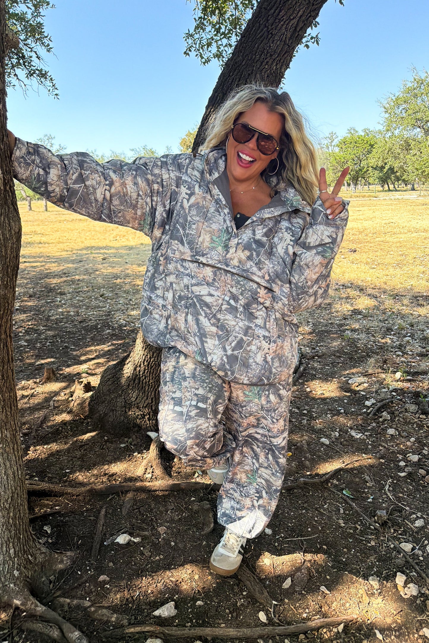 outside girl camo jogger