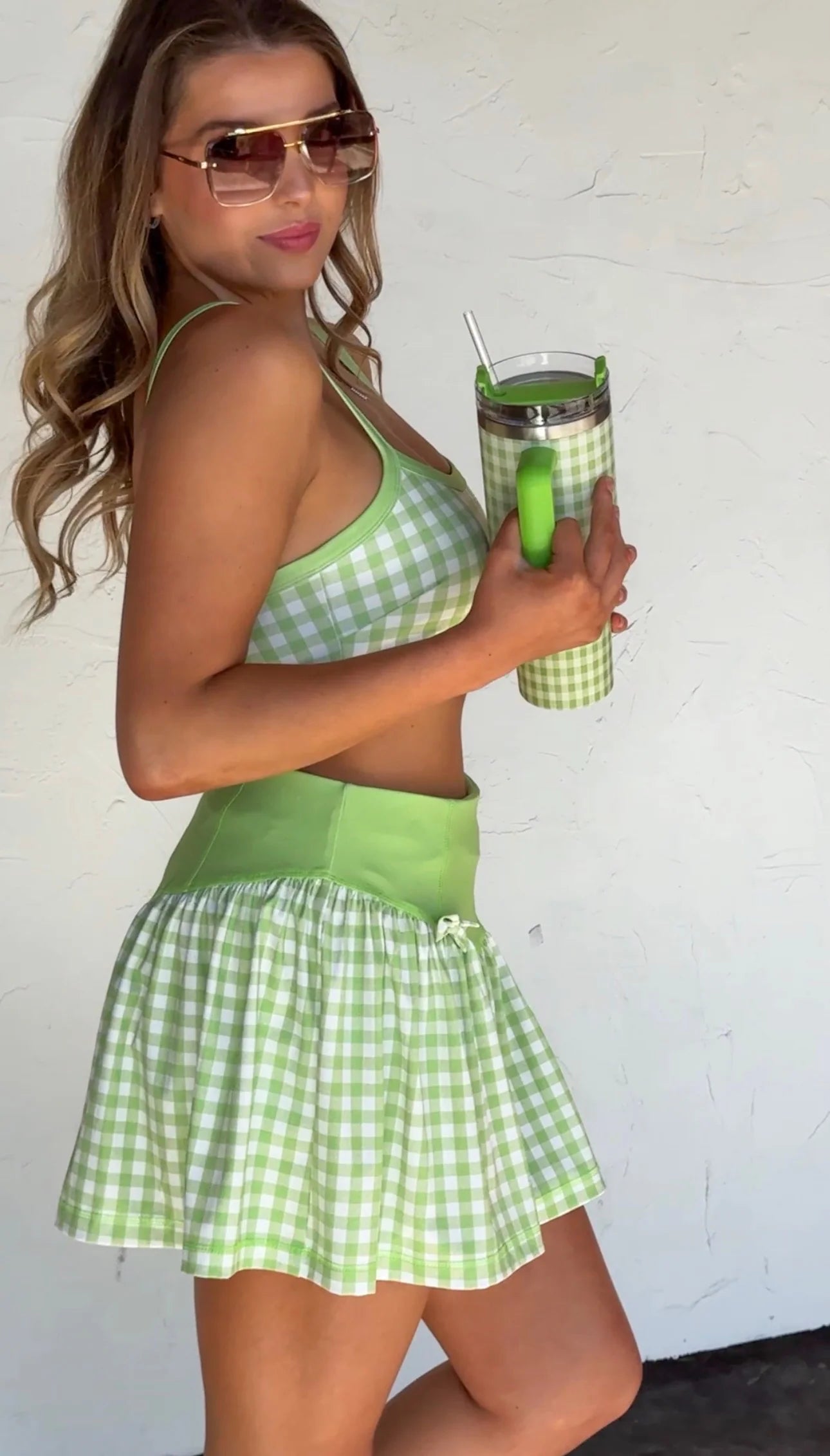Green Gingham Everyday Motion Tennis Skort [[PRE-ORDER]]