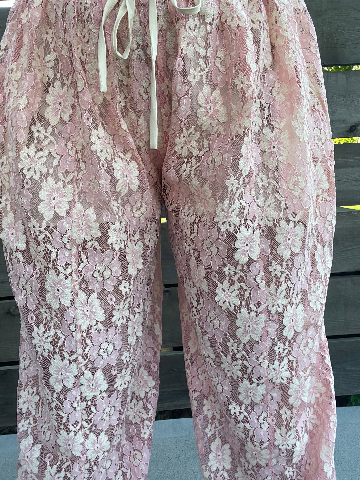 Blush Floral Lace Balloon Pant
