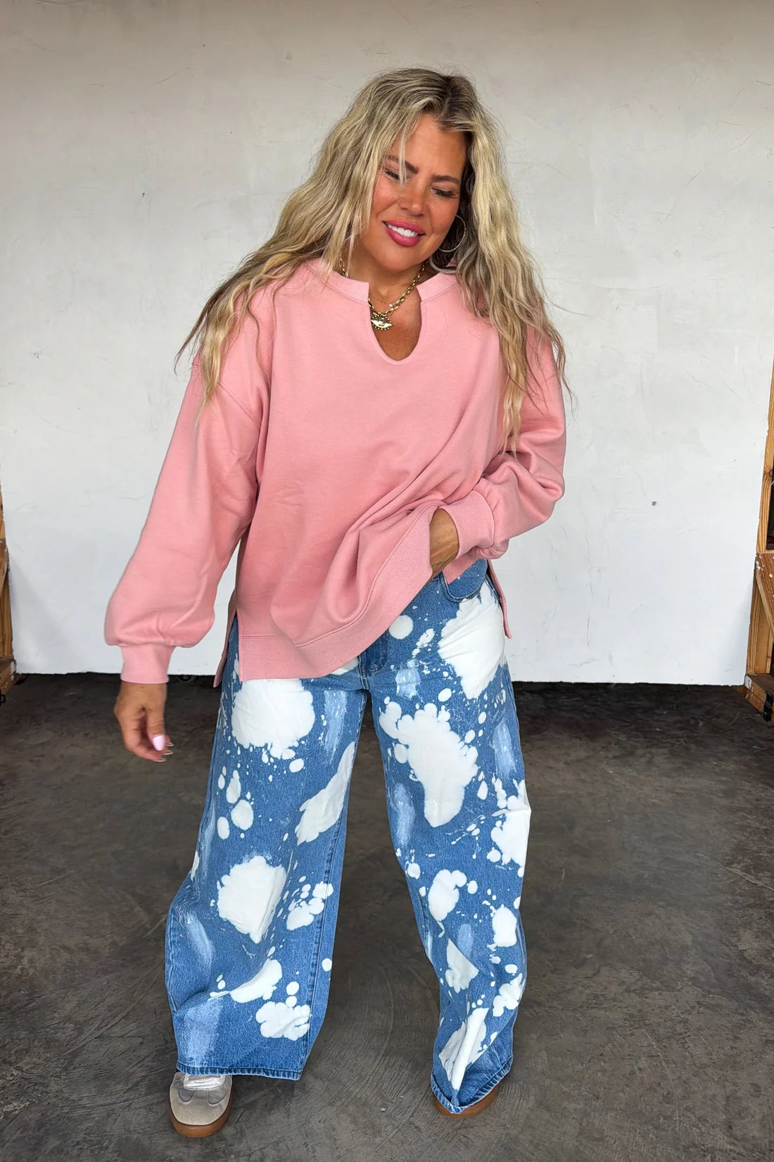 Lived In Oversized Pullover in Pink