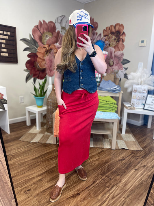 True Red Modal Skirt