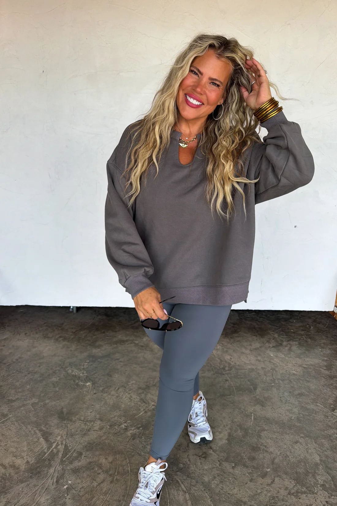 Lived In Oversized Pullover in Slate
