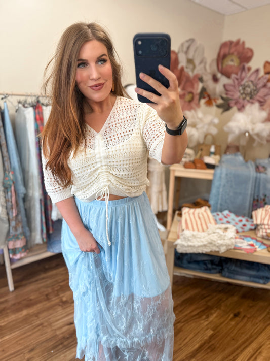White Crochet Blouse