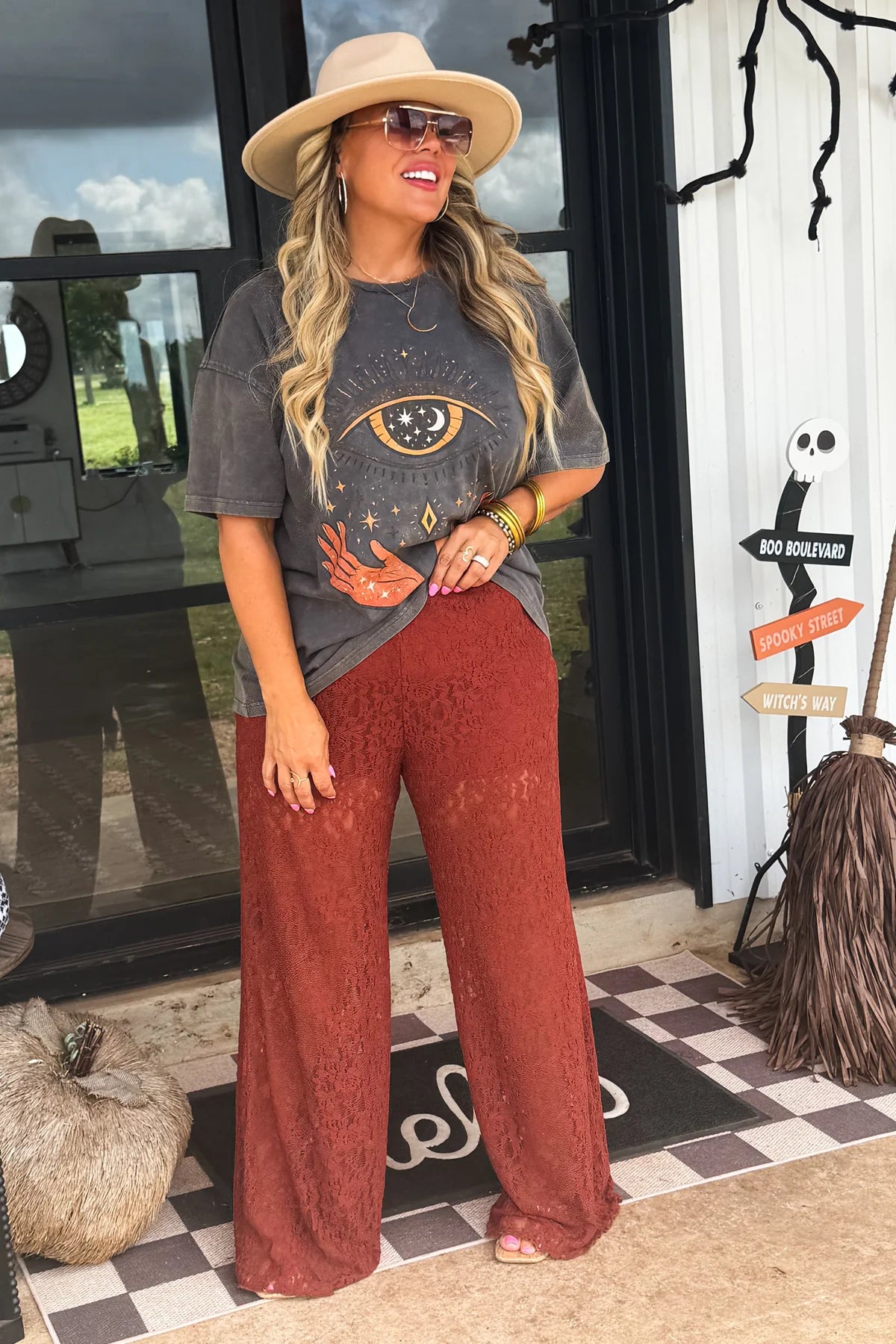 Enchanted Lace Pants in Rust