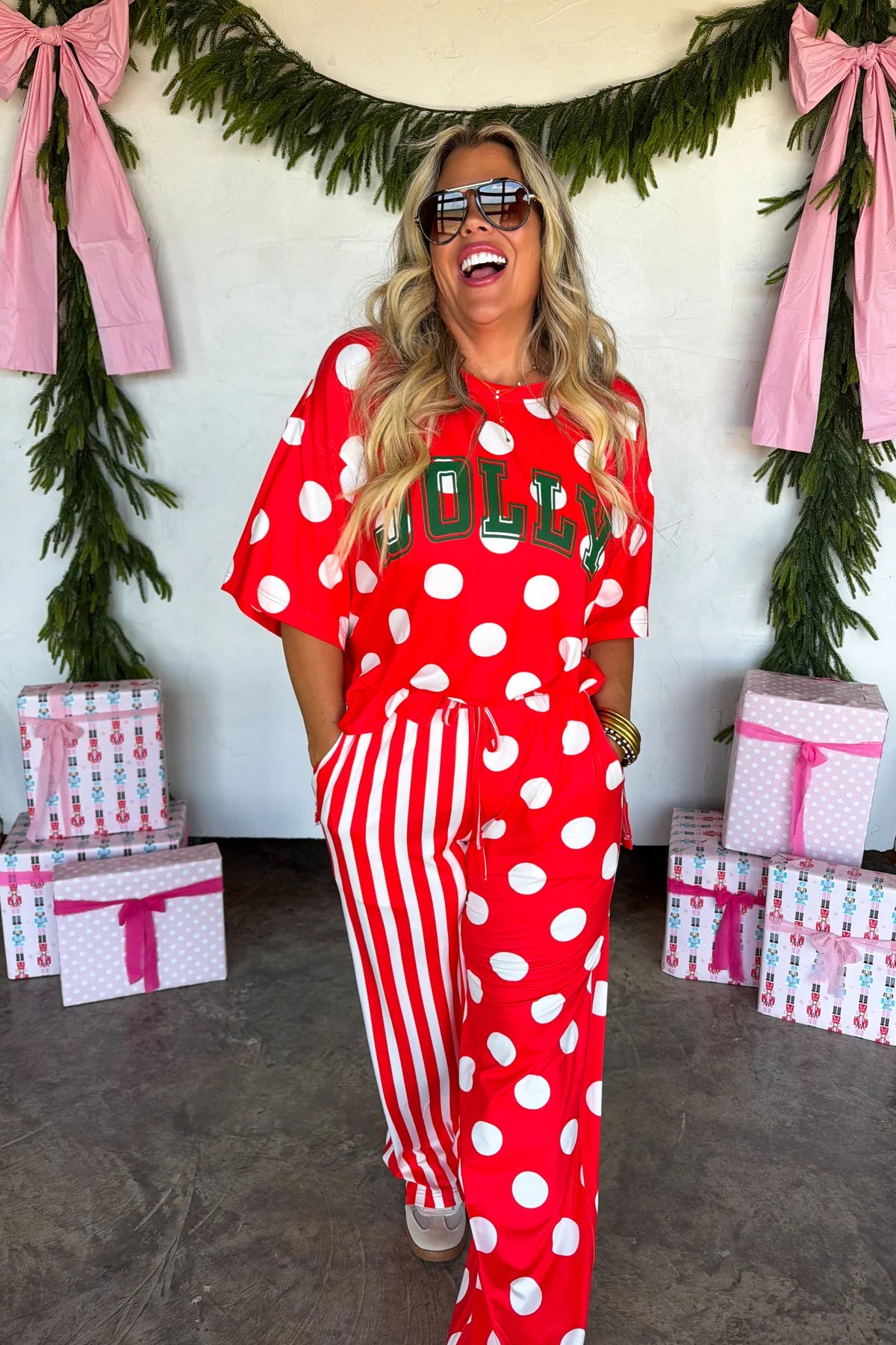 Merry Confetti Lounge Set in Red