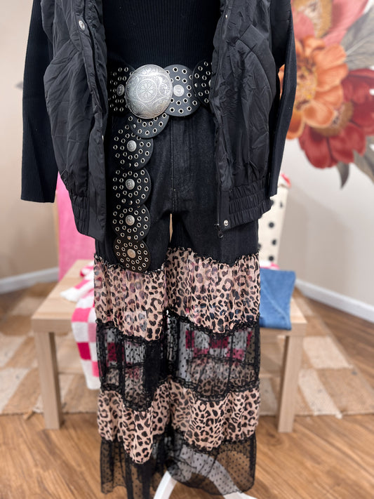 Leopard Print Dotted Ruffle Pants