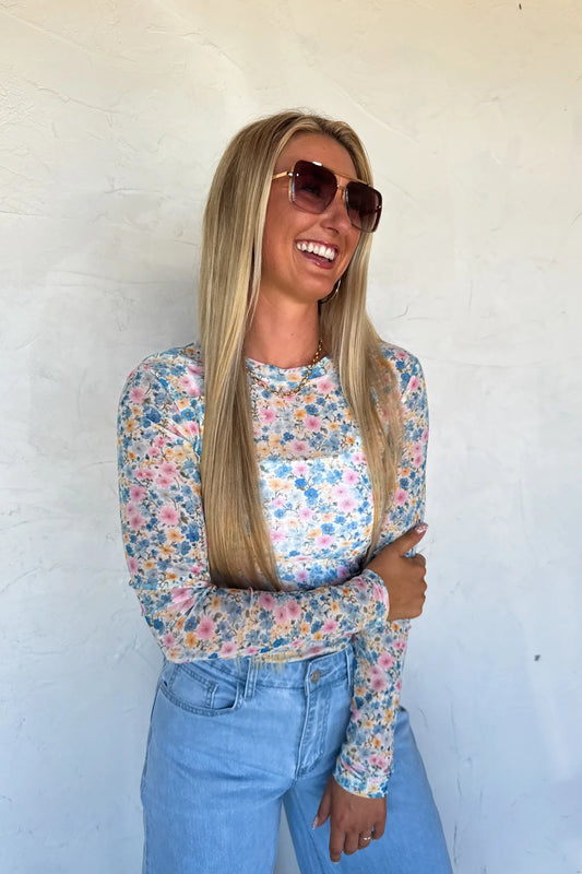 Summer Floral  Mesh Top