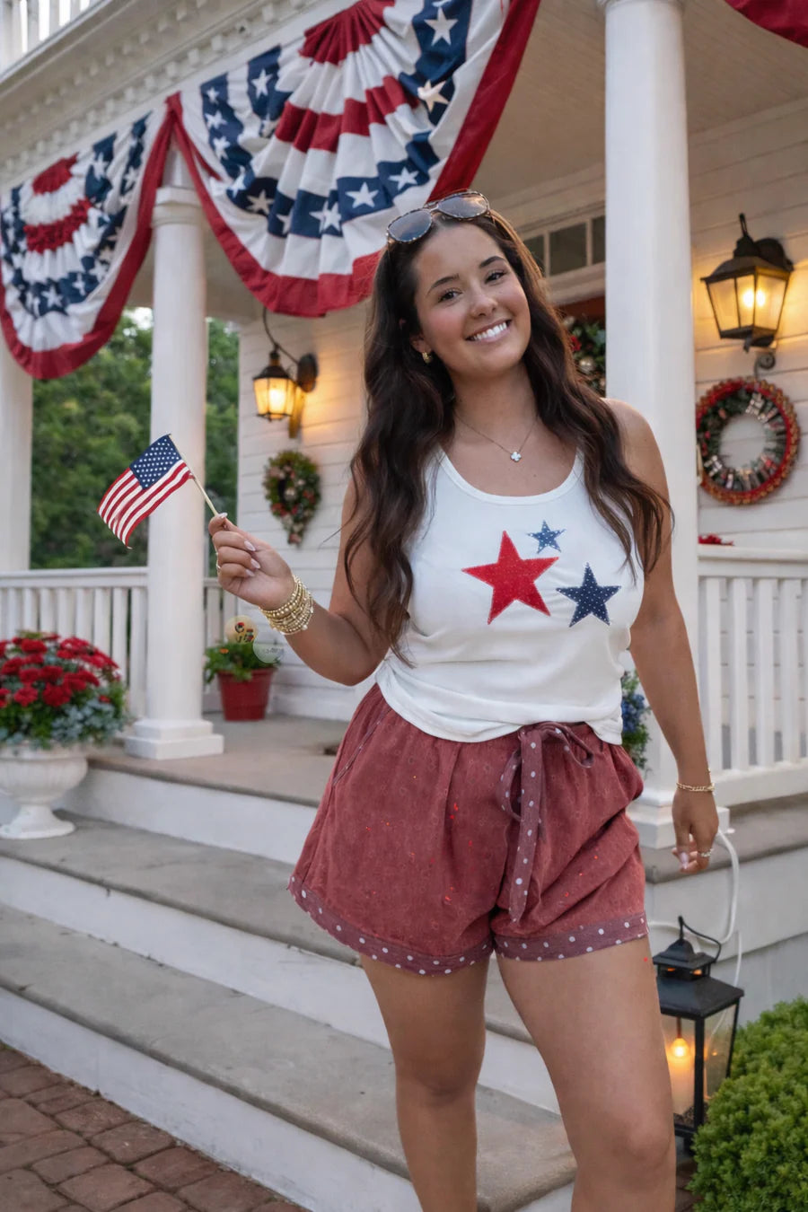 POLKA DOT PIPER STRETCH DENIM SHORTS [[PRE-ORDER]]