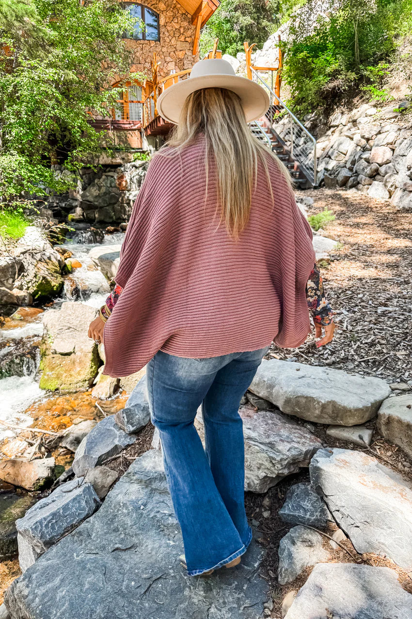 Mauve Pullover Poncho